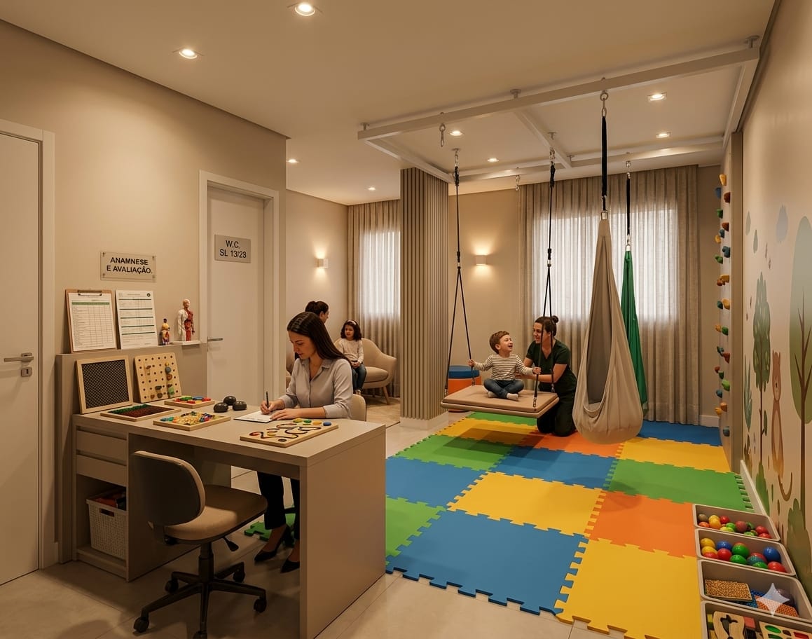 Espaço da clínica Plural Terapia Ocupacional com ambiente acolhedor para atendimentos